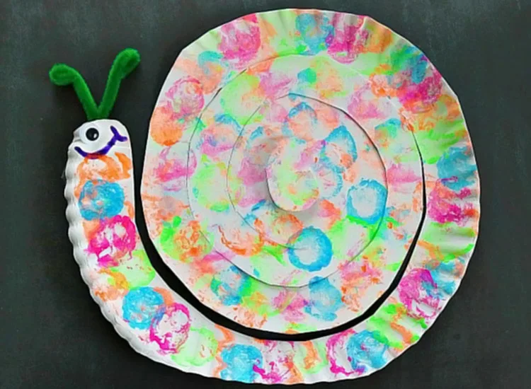 Craft safely with fun projects like this paper plate snail.